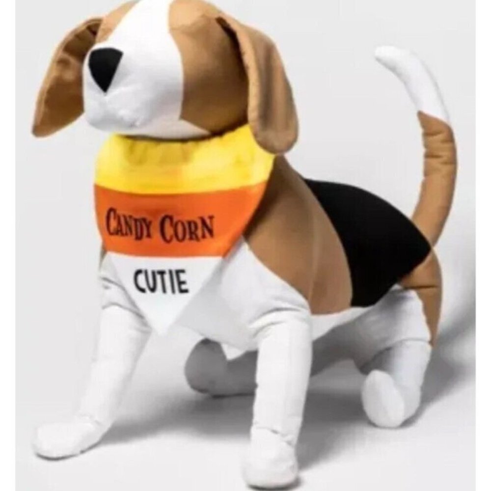 Hyde & Eek Boutique Halloween Faux Fur Candy Corn Cutie Dog Collar Slide Bandana